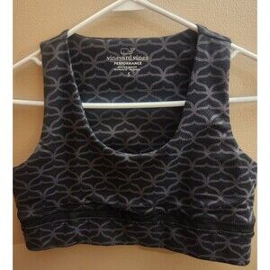 Vineyard Vines Women's Sports Bra Size S Jet Black Printed Performance